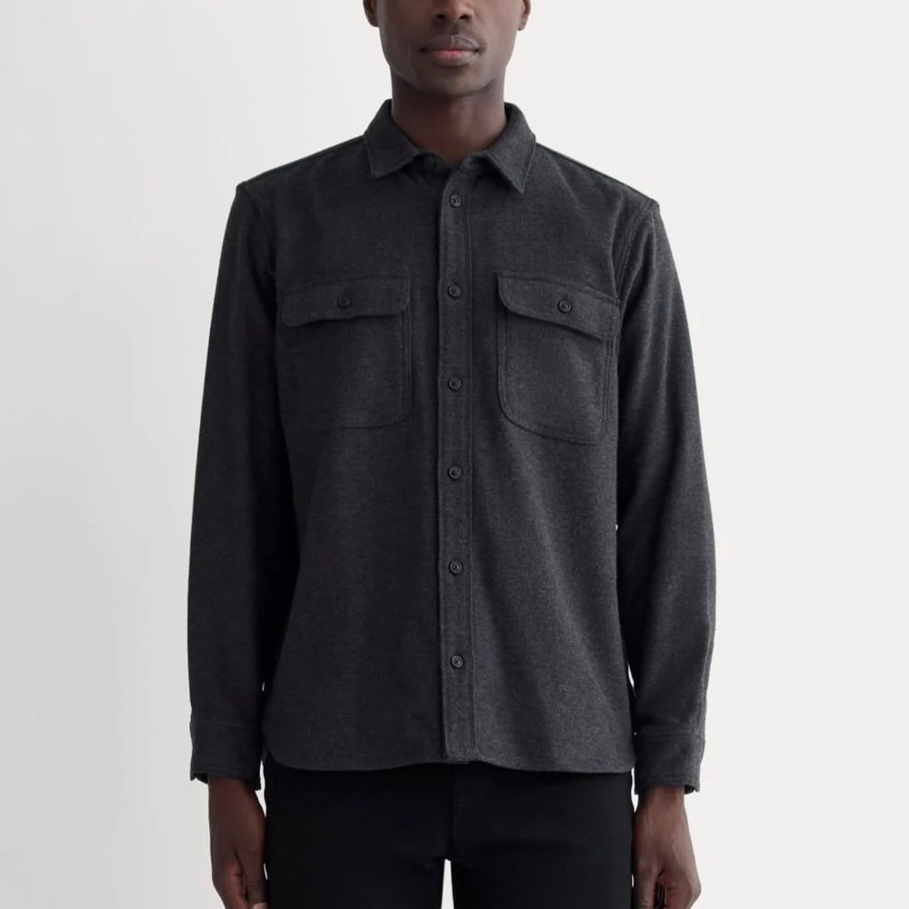 Everlane Mens The Heavyweight Overshirt Dark Heather Grey Cotton Jacket Small